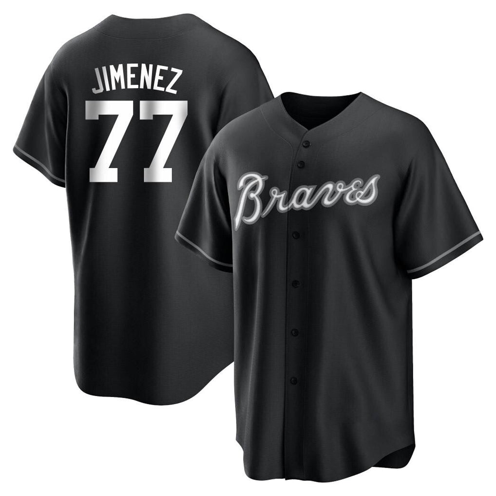 A.Braves #77 Joe Jimenez Player Black Home Game Ldoa Stitched Jerseys