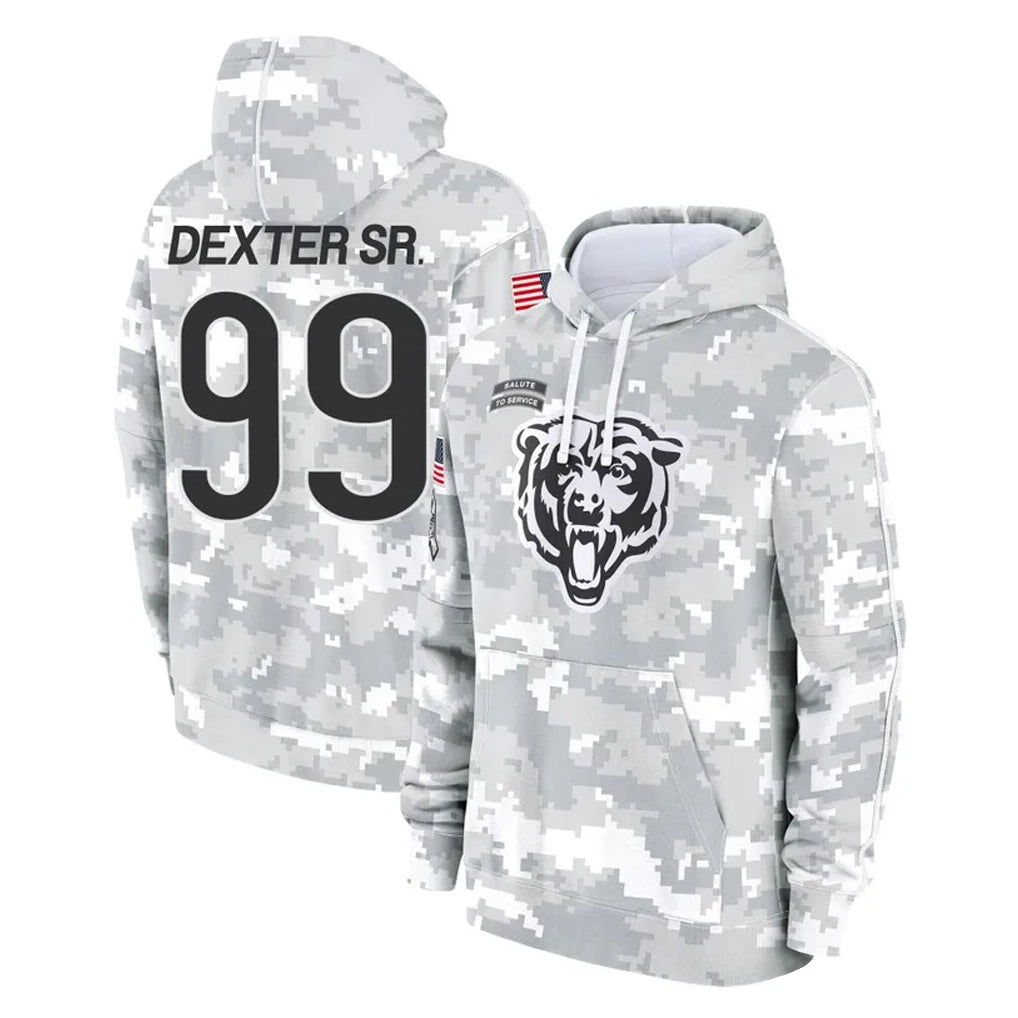 C.Bears #99 Gervon Dexter Sr. Player Arctic Camo Salute to Service Pullover Hoodies Limited Ldoa Stitched Jerseys