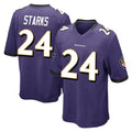 B.Ravens #24 Malaki Starks Player Purple Color Rush Home Game Ldoa Stitched Jerseys