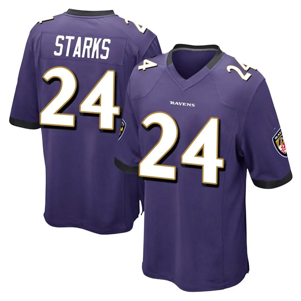 B.Ravens #24 Malaki Starks Player Purple Color Rush Home Game Ldoa Stitched Jerseys