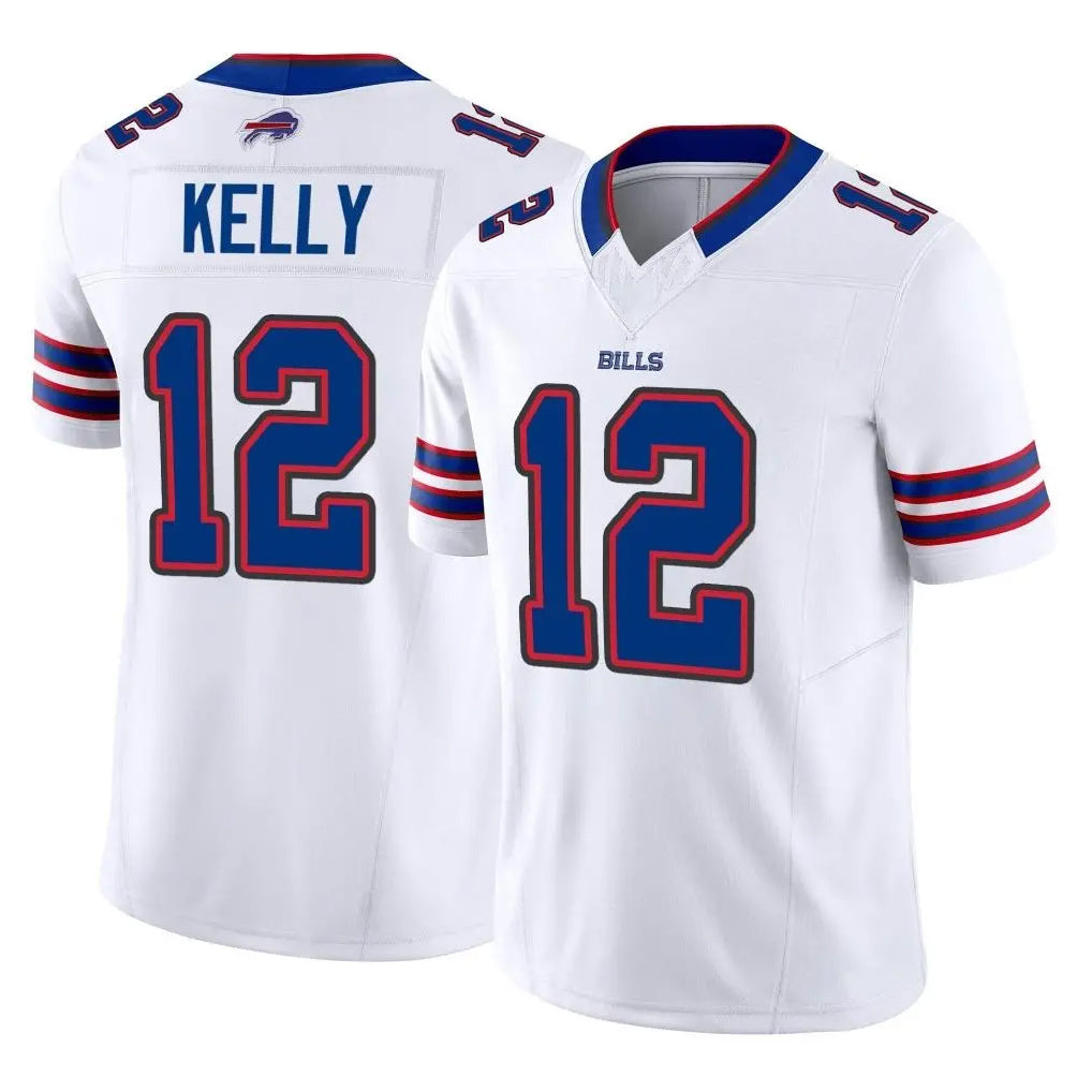 B.Bills #12 Jim Kelly Player White Vapor F.U.S.E. Limited Ldoa Stitched Jerseys