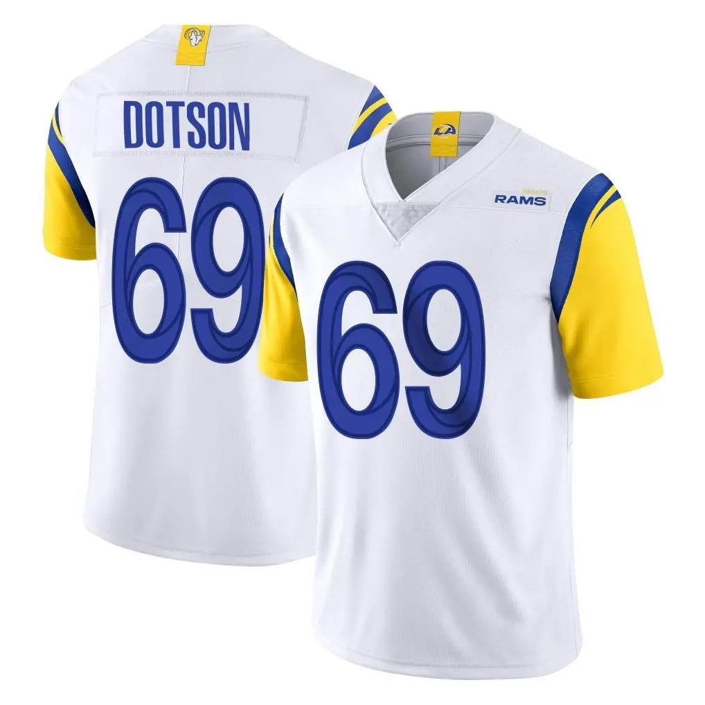 LA.Rams #69 Kevin Dotson Player White Limited Vapor Untouchable Home Game Ldoa Stitched Jerseys