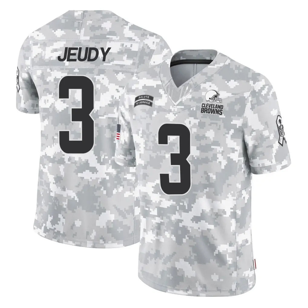 C.Browns #3 Jerry Jeudy Player Arctic Camo Salute to Service Limited Home Game Ldoa Stitched Jerseys