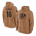 C.Bengals #16 Joe Flacco Player Brown Salute to Service Pullover Hoodie Limited Ldoa Stitched Jerseys