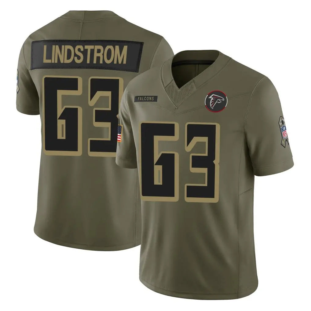 A.Falcons #63 Chris Lindstrom Player Olive Salute To Service Limited Home Game Ldoa Stitched Jerseys