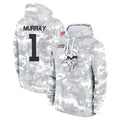 M.Vikings #1 Kyler Murray Player Arctic Camo Salute to Service Pullover Hoodies Limited Game Ldoa Stitched Jerseys