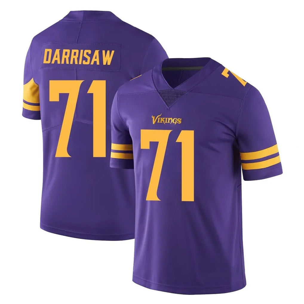 M.Vikings #71 Christian Darrisaw Player Purple Limited Color Rush Home Game Ldoa Stitched Jerseys