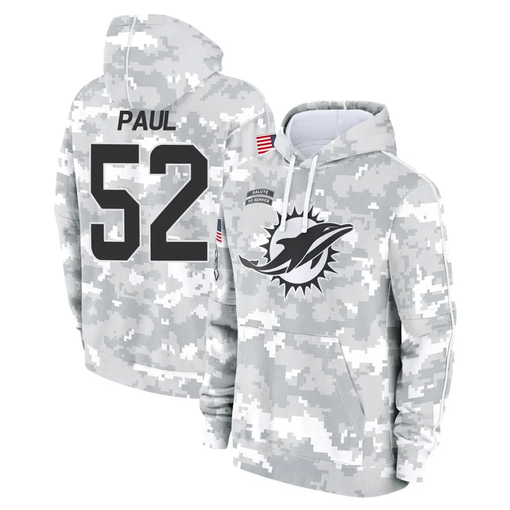 M.Dolphins #52 Patrick Paul Player Arctic Camo Salute to Service Hoodies Limited Game Ldoa Stitched Jerseys