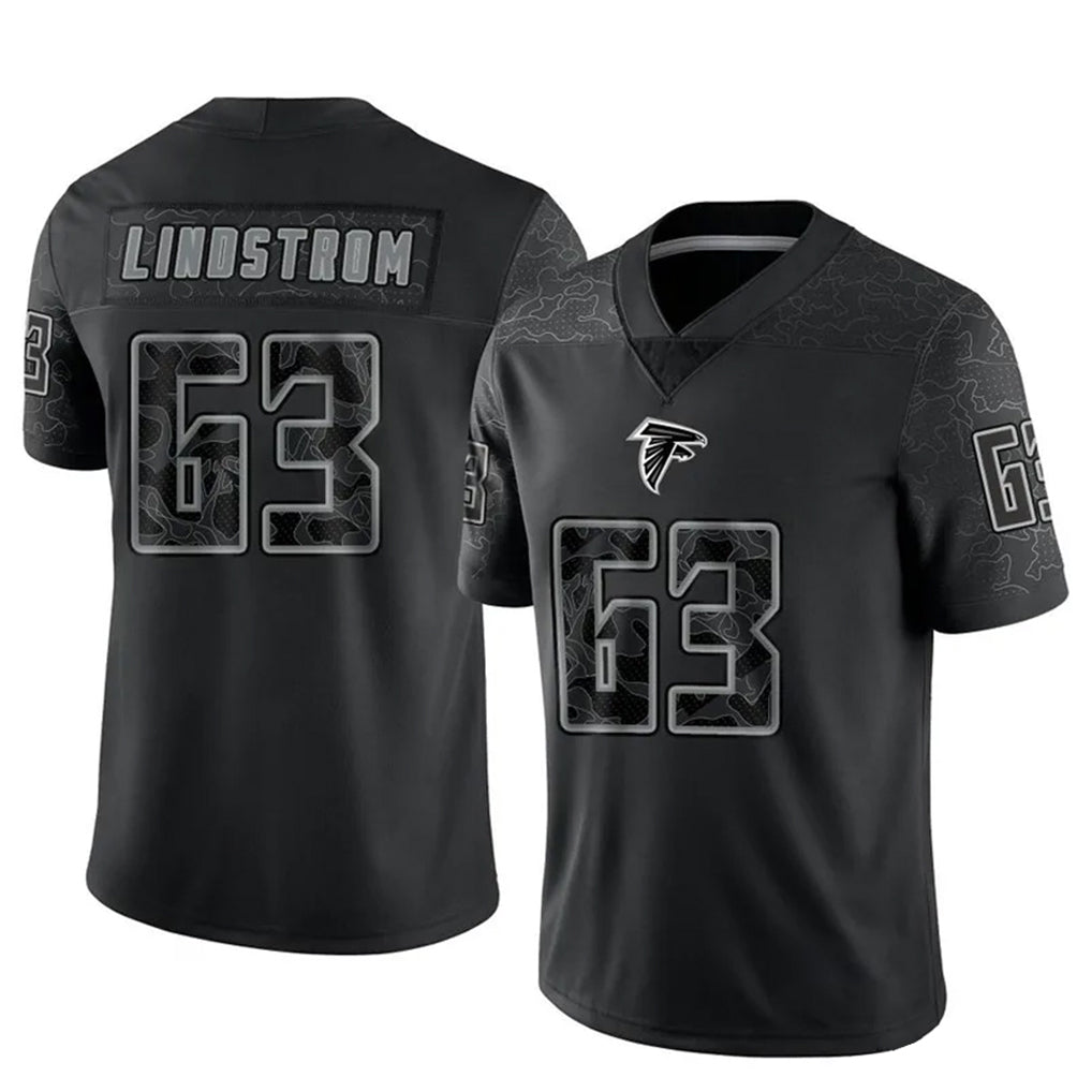 A.Falcons #63 Chris Lindstrom Player Black RFLCTV Limited Ldoa Stitched Jerseys