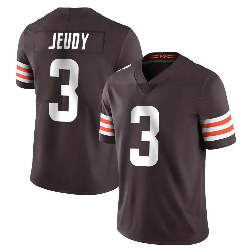 C.Browns #3 Jerry Jeudy Player Brown Color Vapor Untouchable Limited Home Game Ldoa Stitched Jerseys