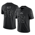 LA.Chargers #76 Joe Alt Player Black Limited Reflective Home Game Ldoa Stitched Jerseys