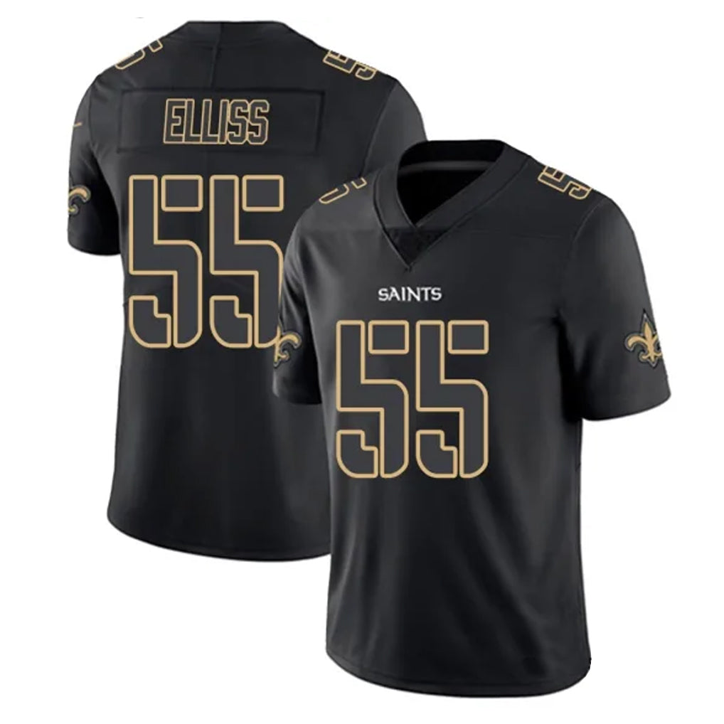 NO.Saints #55 Kaden Elliss Player Black Impact Limited Home Game Ldoa Stitched Jerseys