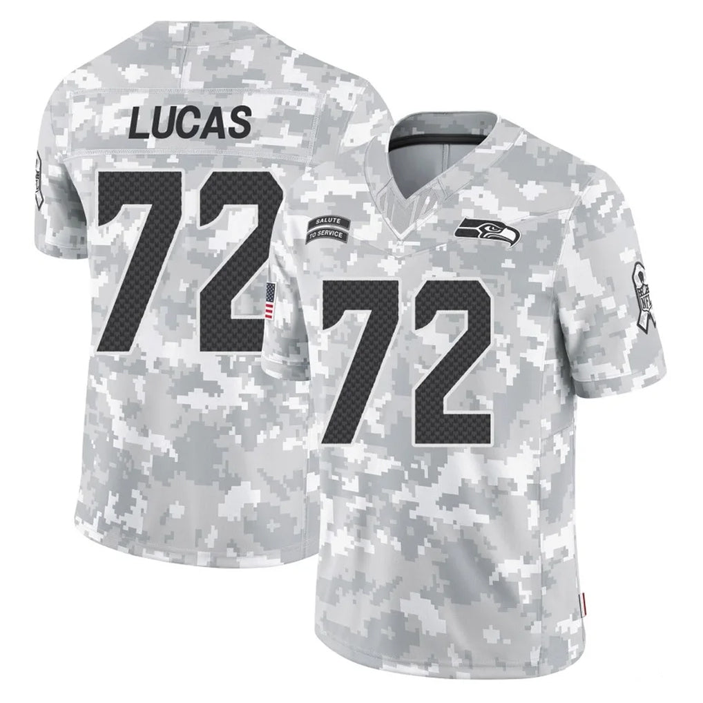 S.Seahawks #72 Abraham Lucas Player Arctic Camo Limited Salute To Service Home Game Ldoa Stitched Jerseys