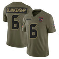 H.Texans #6 Reed Blankenship Player Olive 2025 Salute To Service Limited Game Ldoa Stitched Jerseys