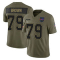B.Bills #79 Spencer Brown Player Olive Salute To Service Limited Game Ldoa Stitched Jerseys
