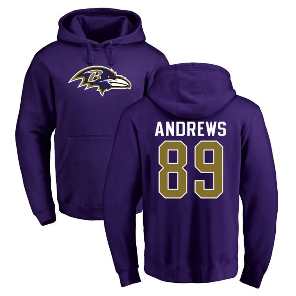 B.Ravens #89 Mark Andrews Player Purple Salute to Service Pullover Hoodie Ldoa Stitched Jerseys
