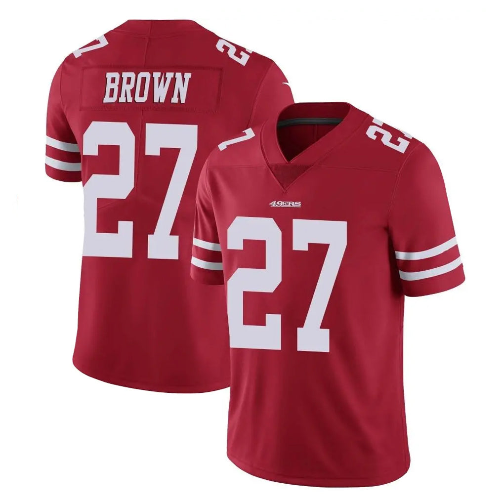 SF.49ers #27 Ji'Ayir Brown Player Red Limited Vapor Untouchable Home Game Ldoa Stitched Jerseys