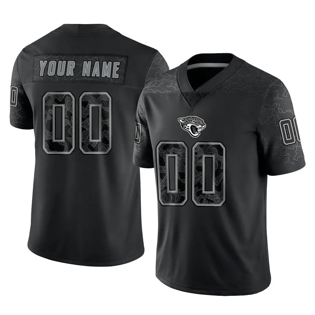 Custom J.Jaguars Black Reflective Limited Game Any Name & Numbers Ldoa Stitched Jerseys