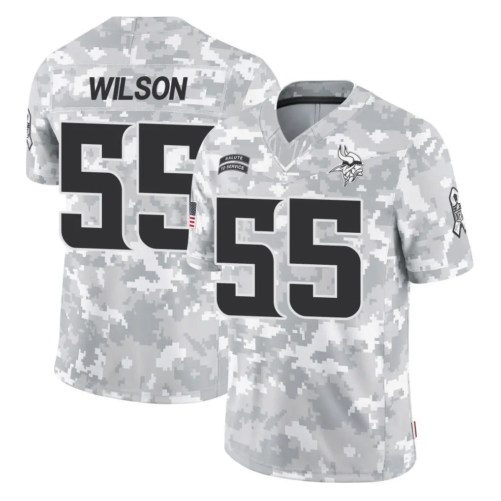 M.Vikings #55 Eric Wilson Player Arctic Camo Salute To Service Limited Game Ldoa Stitched Jerseys