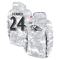 B.Ravens #24 Malaki Starks Player Arctic Camo Salute to Service Pullover Hoodie Ldoa Stitched Jerseys