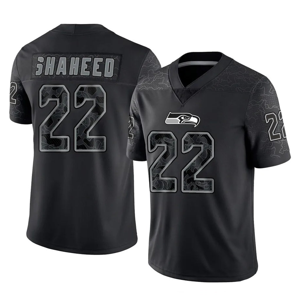 S.Seahawks #22 Rashid Shaheed Player Black Limited Reflective Home Game Ldoa Stitched Jerseys