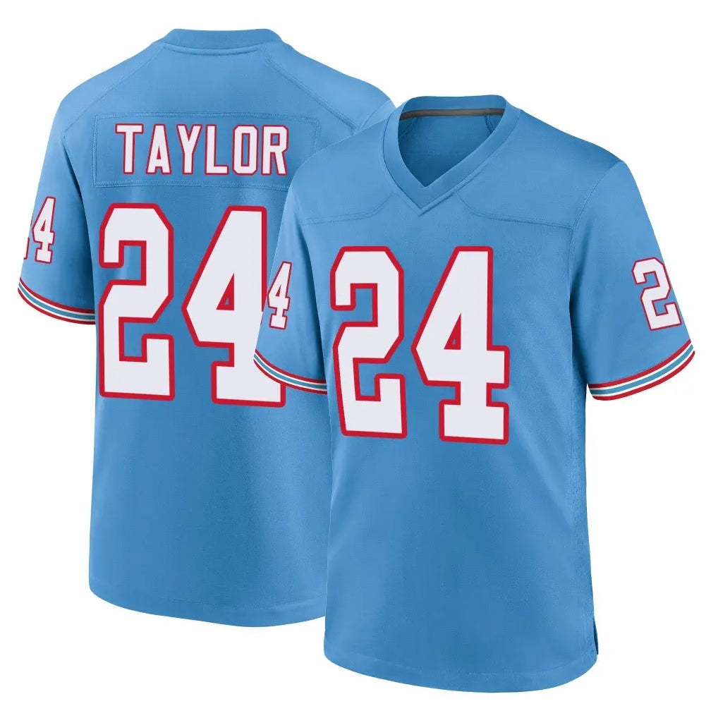 T.Titans #24 Alontae Taylor Player Light Blue Oilers Throwback Home Game Ldoa Stitched Jerseys