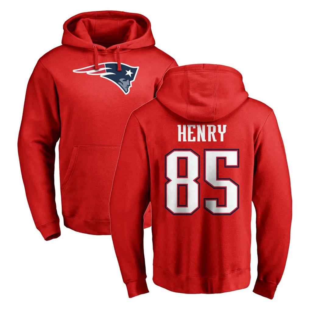 NE.Patriots #85 Hunter Henry Player Red LOGO Pullover Hoodies Home Game Ldoa Stitched Jerseys