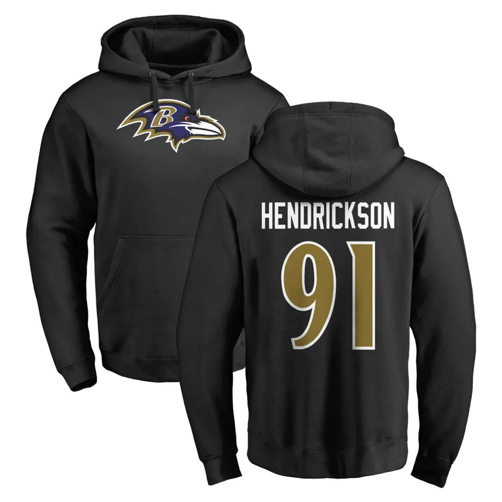 B.Ravens #91 Trey Hendrickson Player Black Pullover Hoodie Ldoa Stitched Jerseys