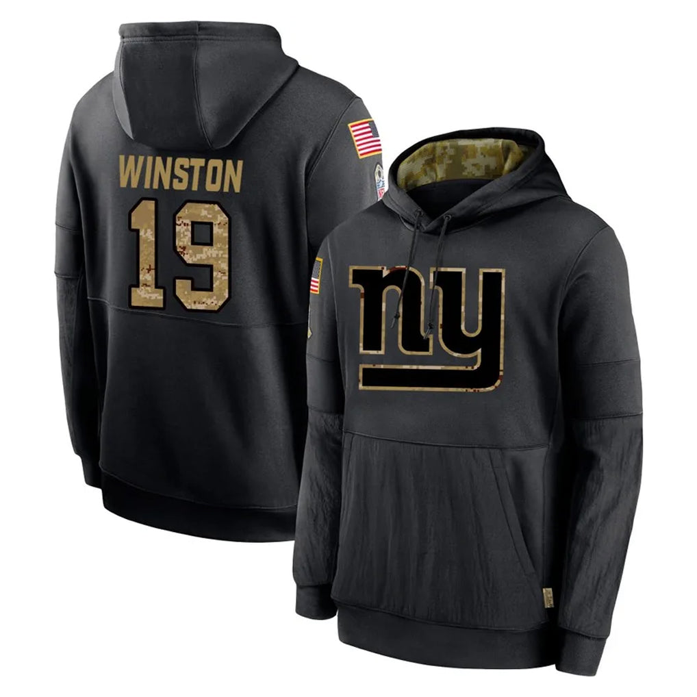 NY.Giants #19 Jameis Winston Player Black Salute to Service Hoodies Limited Game Ldoa Stitched Jerseys