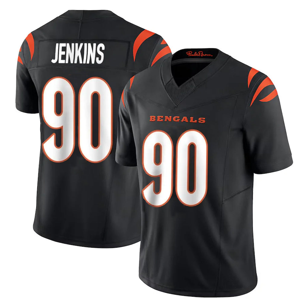 C.Bengals #90 Kris Jenkins Jr Player Black Vapor F.U.S.E. Limited Home Game Ldoa Stitched Jerseys