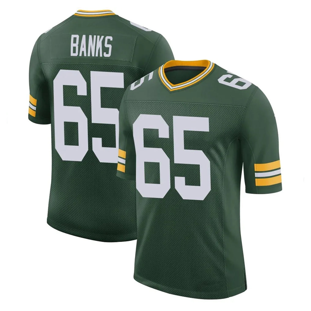 GB.Packers #65 Aaron Banks Player Green Limited Classic Home Game Ldoa Stitched Jerseys