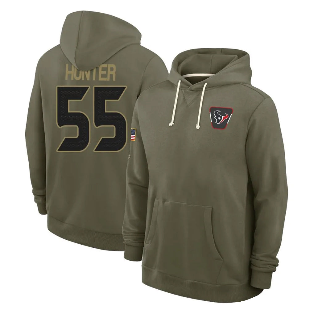 H.Texans #55 Danielle Hunter Player Olive Salute to Service Pullover Hoodies Limited Ldoa Stitched Jerseys
