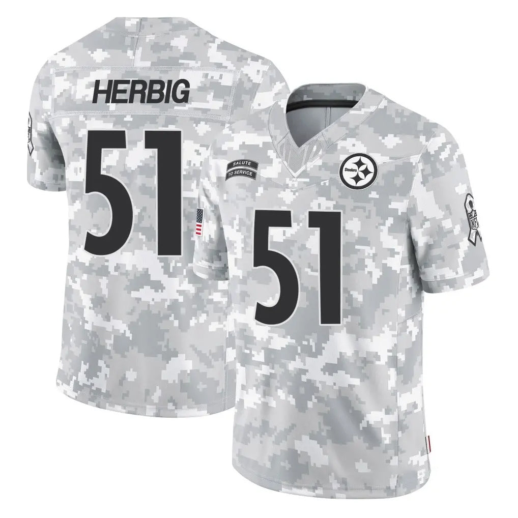 P.Steelers #51 Nick Herbig Player Arctic Camo Limited Salute To Service Home Game Ldoa Stitched Jerseys