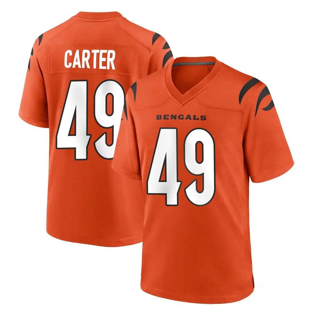 C.Bengals #49 Barrett Carter Player Orange Home Game Ldoa Stitched Jerseys
