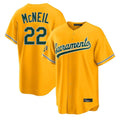 Athletics #22 Jeff McNeil Player Gold Home Game Ldoa Stitched Jerseys