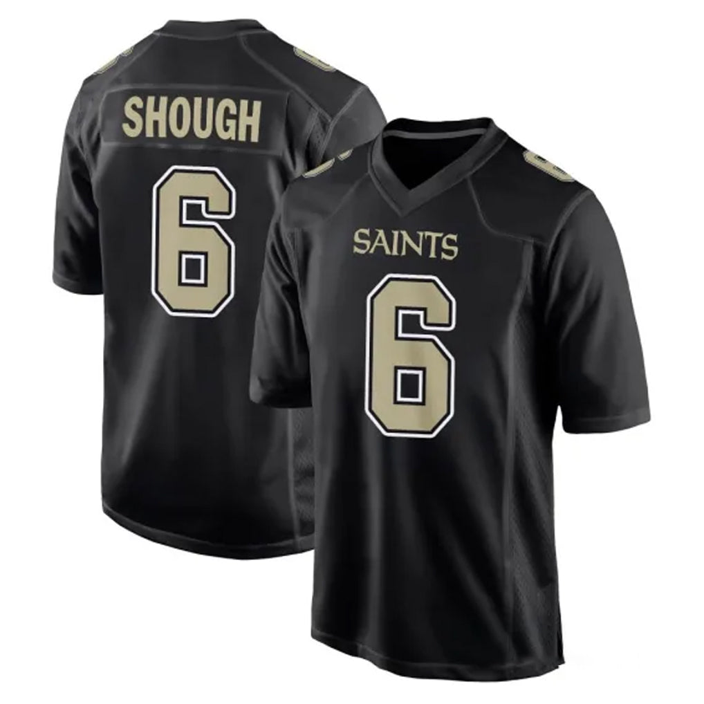 NO.Saints #6 Tyler Shough Player Black Carbon Fashion Home Game Ldoa Stitched Jerseys