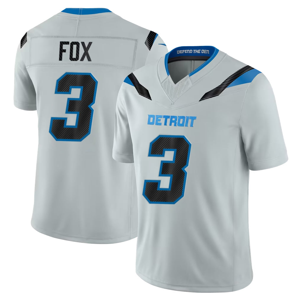 D.Lions #3 Jack Fox Player Silver Limited 2026 Rivalries Collection Home Game Ldoa Stitched Jerseys