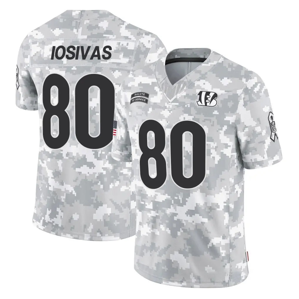 C.Bengals #80 Andrei Iosivas Player Arctic Camo Salute to Service Limited Ldoa Stitched Jerseys