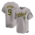 Athletics #9 Reggie Jackson Player Gray Road Limited Home Game Ldoa Stitched Jerseys