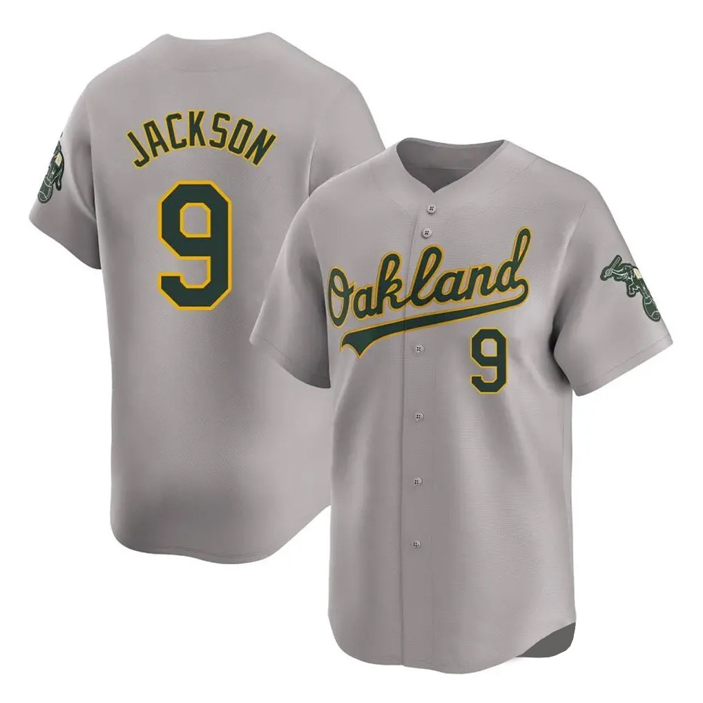 Athletics #9 Reggie Jackson Player Gray Road Limited Home Game Ldoa Stitched Jerseys