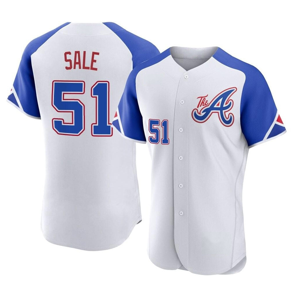 A.Braves #51 Chris Sale Player White City Connect Limited Elite Home Game Ldoa Stitched Jerseys
