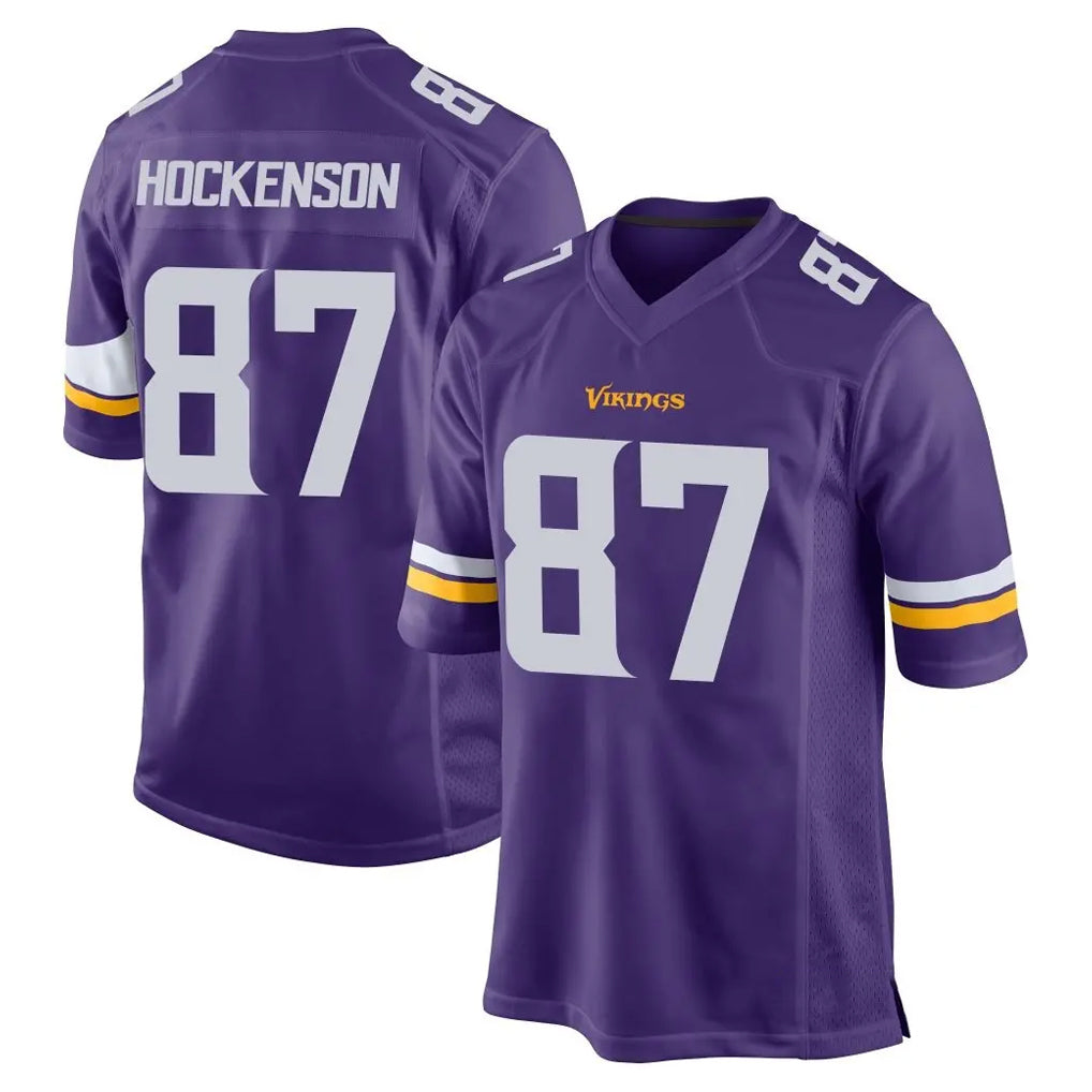 M.Vikings #87 T.J. Hockenson Player Purple Home Game Ldoa Stitched Jerseys
