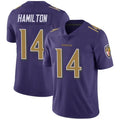 B.Ravens #14 Kyle Hamilton Player Purple Color Rush Vapor Untouchable Limited Game Ldoa Stitched Jerseys