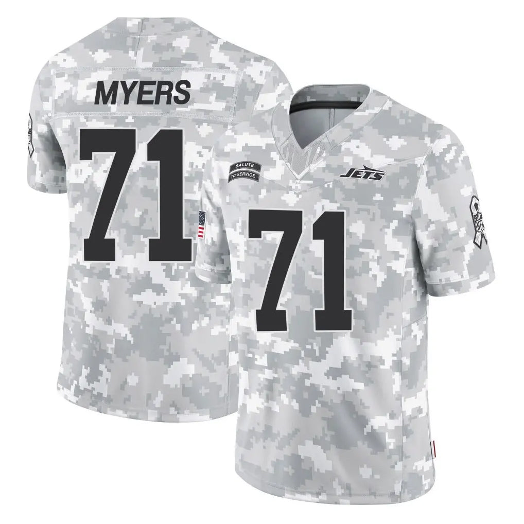 NY.Jets #71 Josh Myers Player Arctic Camo Salute to Service Limited Game Ldoa Stitched Jerseys
