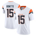 D.Broncos #15 Nik Bonitto Player White Limited Vapor F.U.S.E. Home Game Ldoa Stitched Jerseys