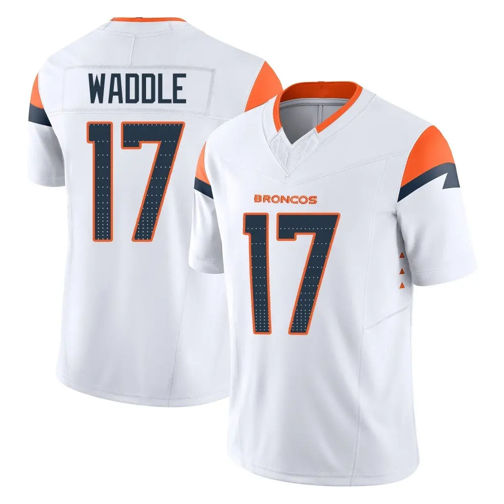 D.Broncos #17 Jaylen Waddle Player White Limited Vapor F.U.S.E. Home Game Ldoa Stitched Jerseys