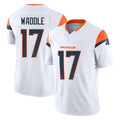 D.Broncos #17 Jaylen Waddle Player White Limited Vapor F.U.S.E. Home Game Ldoa Stitched Jerseys