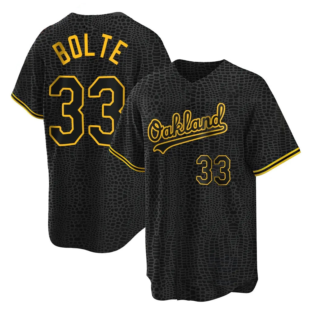 Athletics #33 Henry Bolte Player Black Snake Skin City Home Game Ldoa Stitched Jerseys