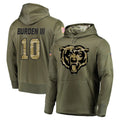 C.Bears #10 Luther Burden III Player Olive Salute to Service Pullover Hoodies Home Game Ldoa Stitched Jerseys