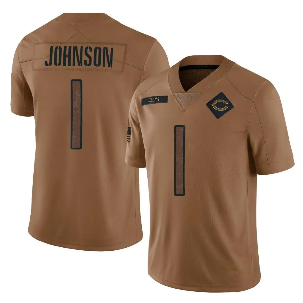 C.Bears #1 Jaylon Johnson Player Brown Salute to Service Limited Ldoa Stitched Jerseys